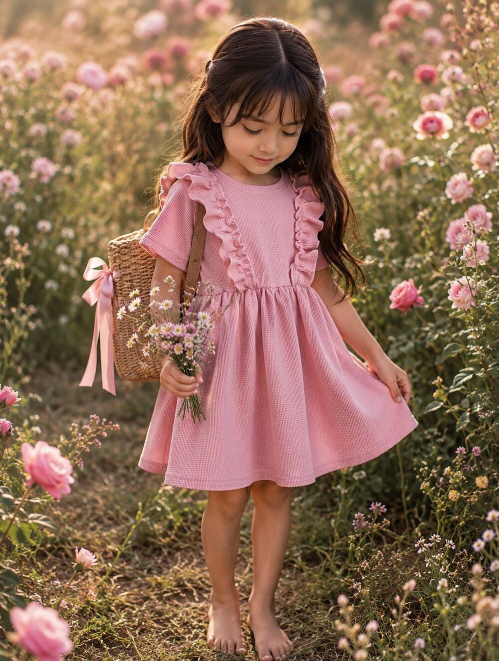 New Darling Minimalist Mauve Frilly Twirl Dress 6/7